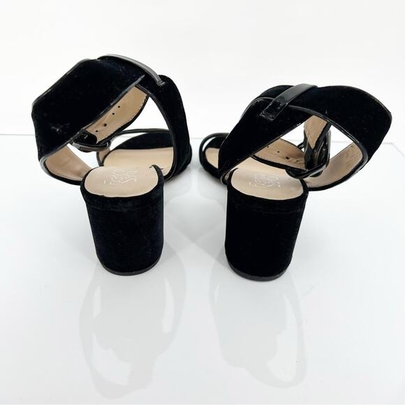 Franco Sarto Marcy3 Velvet Ankle Strap Heeled Sandals 9 Black - Picture 6 of 9